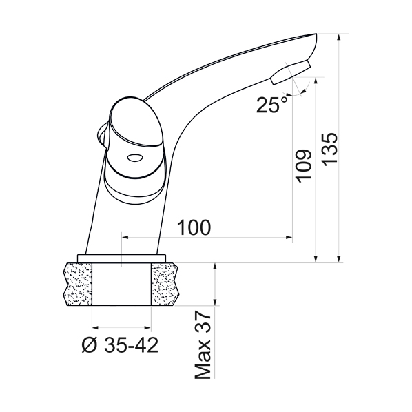 042-P VECTRA  Смеситель для умывальника  ARGO kran  - Вид №1