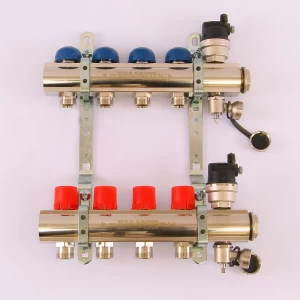 Коллекторная группа TOPWAY с регулировочными и термостатическими вентилями с метрической резьбой EMMETI 1"xM24x19 4 выхода