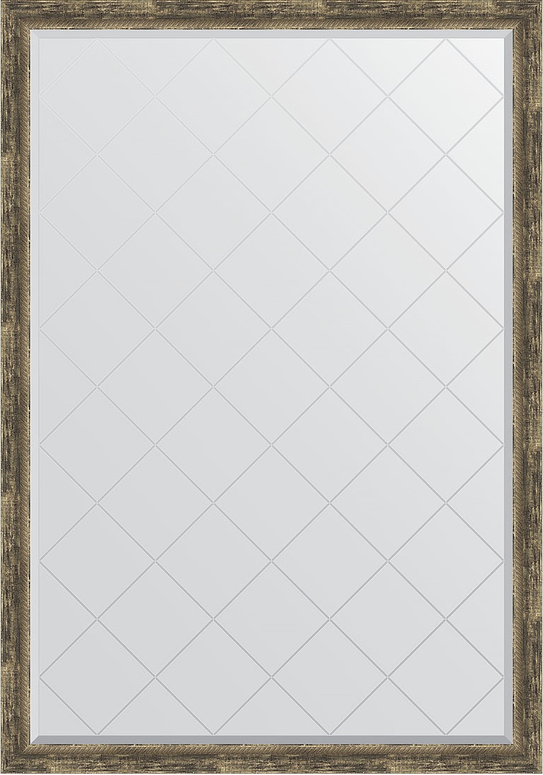 BY 4479 Зеркало с гравировкой в багетной раме - старое дерево с плетением 70 mm EVOFORM Exclusive-G