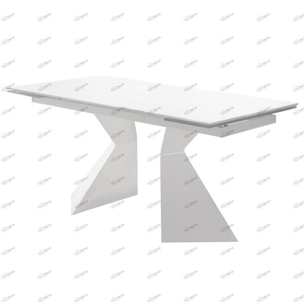 Обеденный стол раздвижной белый со стеклом 160-220 см Finestra ESF GRANDE 044042 Белый