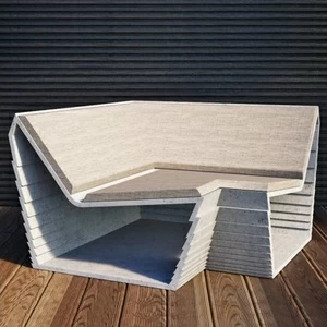 BetOn Скамья из фибробетона с подушками угловой сегмент