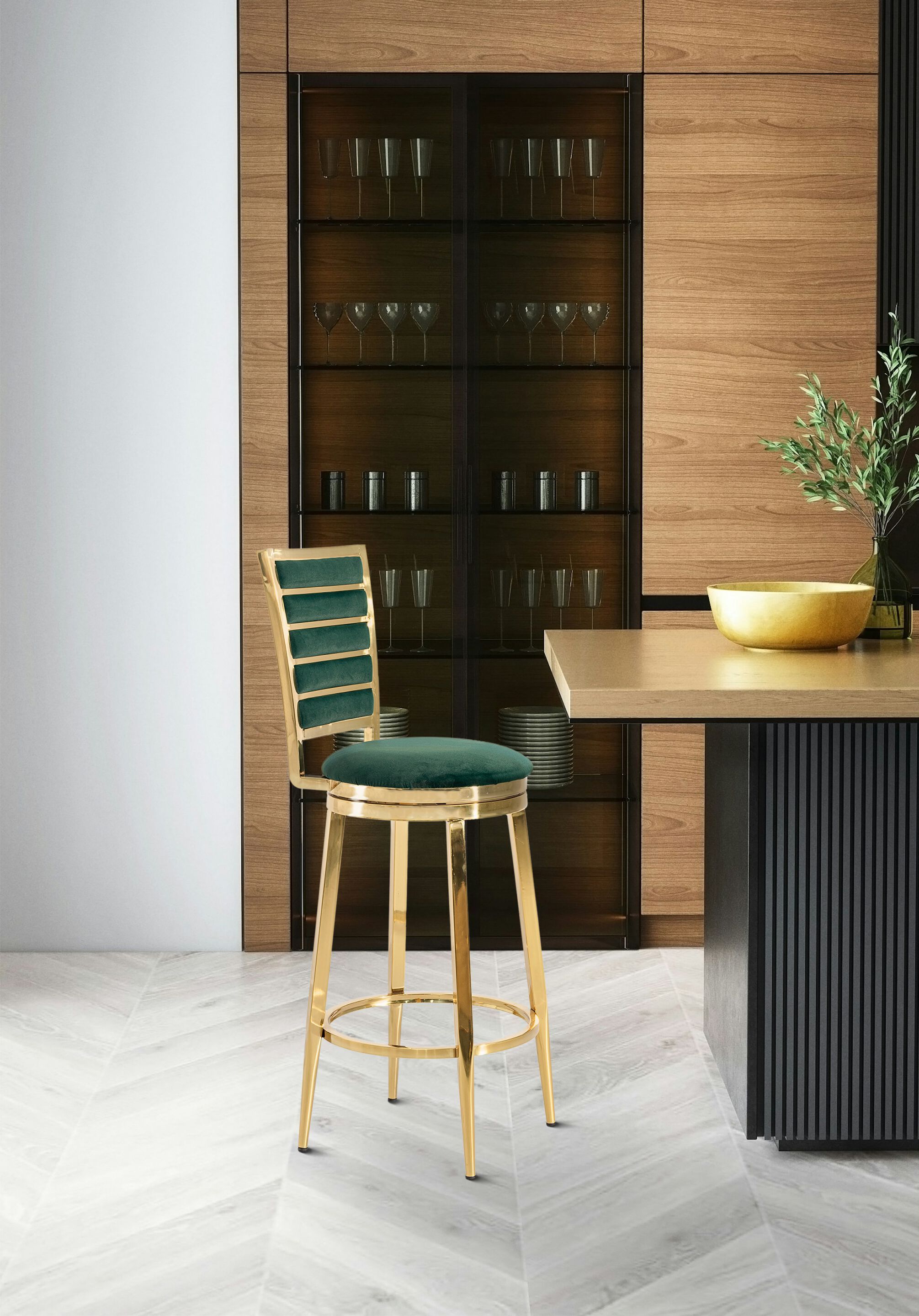 Высокий бархатный стул со спинкой K-Lighting BLISS ARCH-00058619