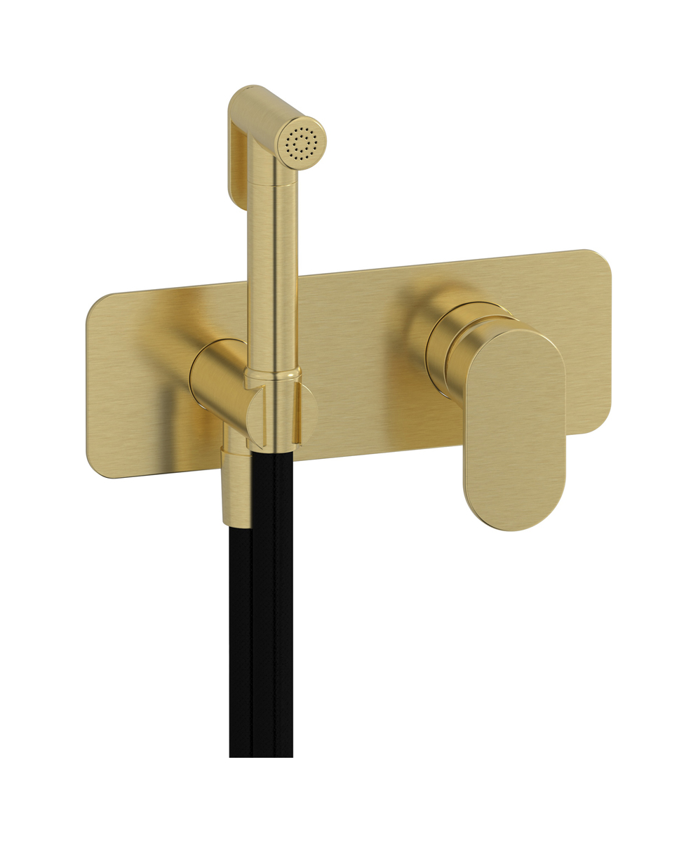 Внешние части гигенического душа со смесителем. WE ARE IB k2706is Brushed Pale Gold K2