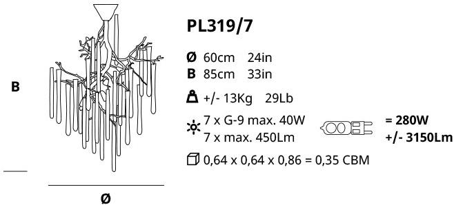 Serip Бронзовый потолочный светильник ручной работы Glamour Pl319/7 - Вид №1
