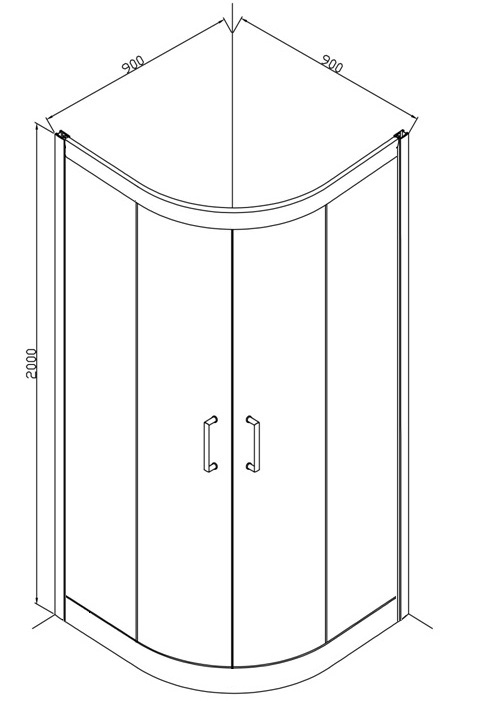 Душевое ограждение (без поддона) с двумя раздвижными дверьми STREAM BS090.1203S bravat - Вид №5