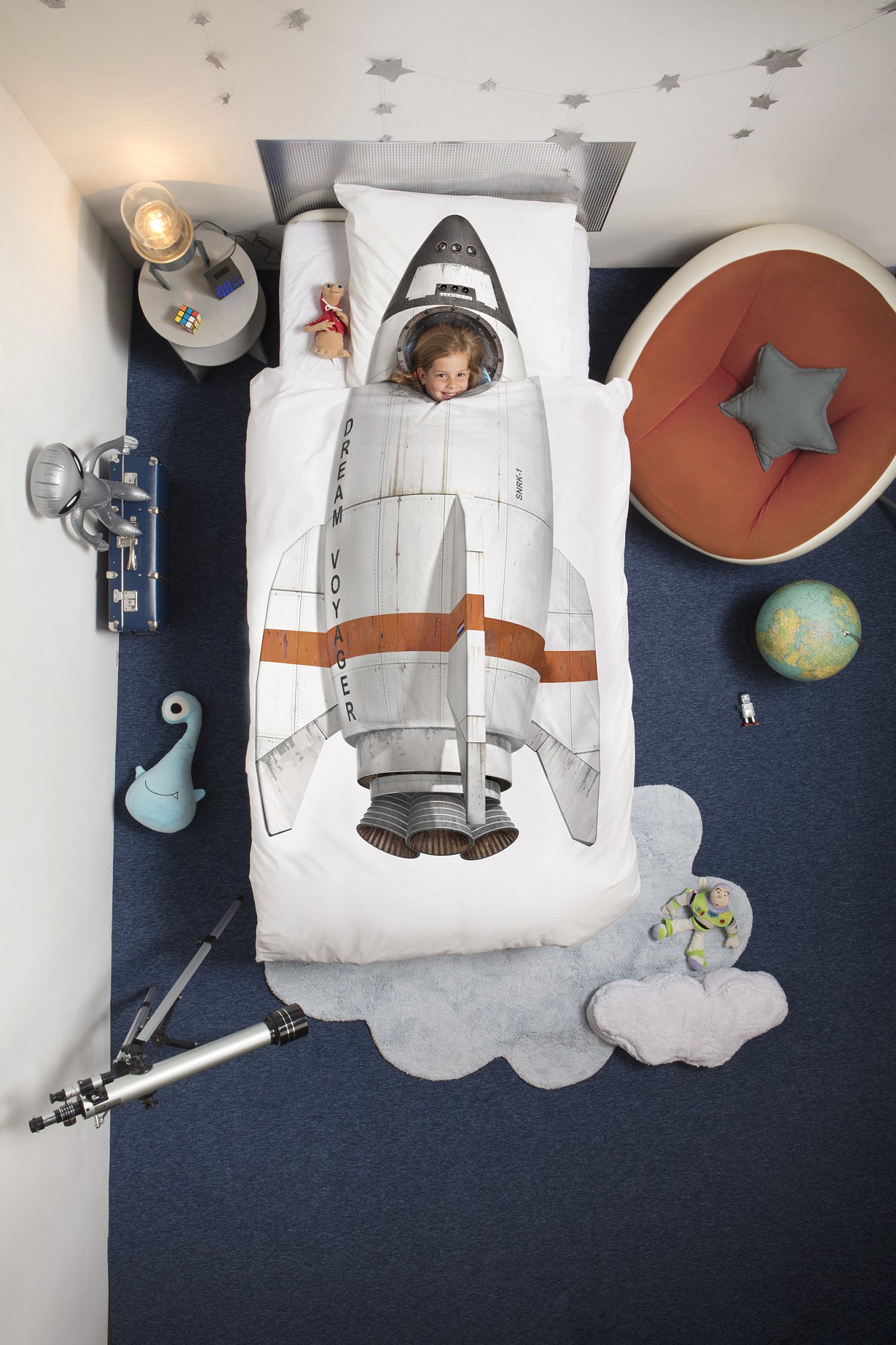 Детское постельное белье односпальное "Ракета" 150х200 см SNURK  335487 Белый  - Вид №2