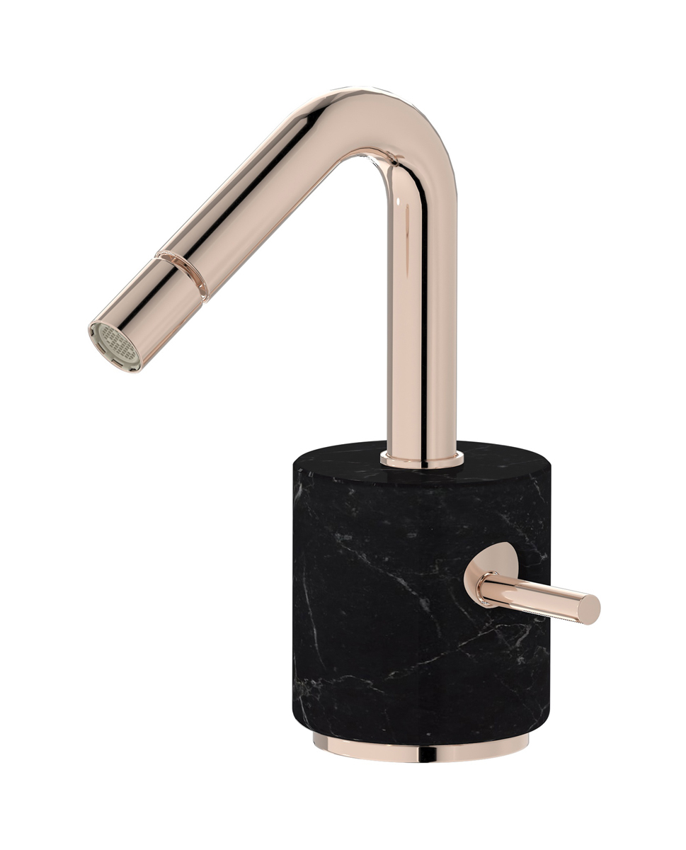 Смеситель для биде на 1 отверстие в комплекте с донным клапаном. WE ARE IB mr220rs_2 Rose Gold Marmo