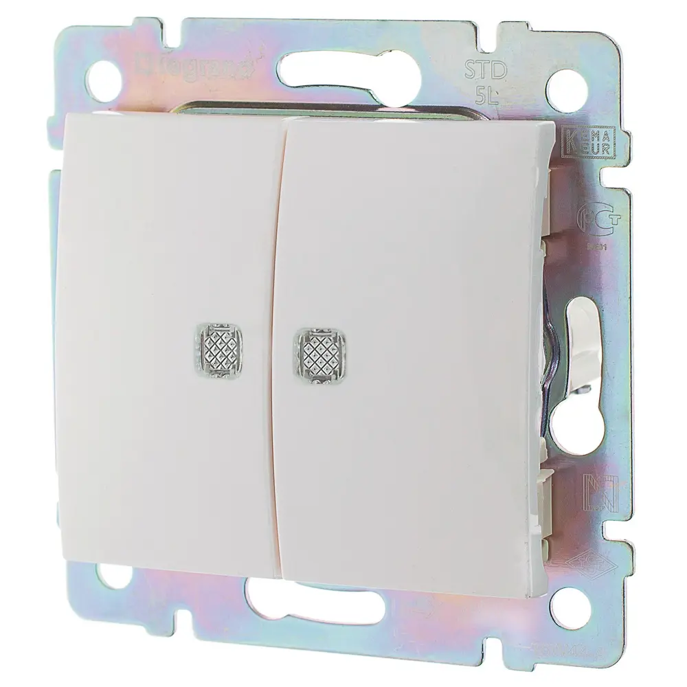 Выключатель встраиваемый Legrand Valena 2 клавиши с подсветкой цвет белый STLM-2194373 - Вид №2