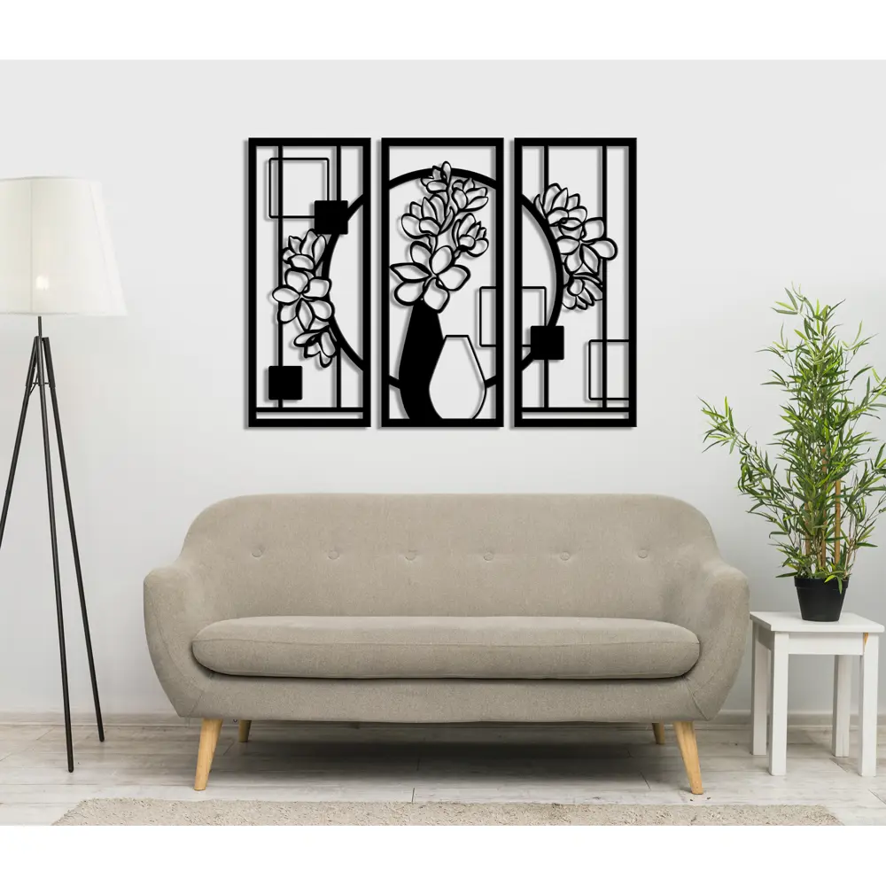 Панно декоративное Цветы МДФ 25x59 см черное Santreyd STLM-2199291 - Вид №1