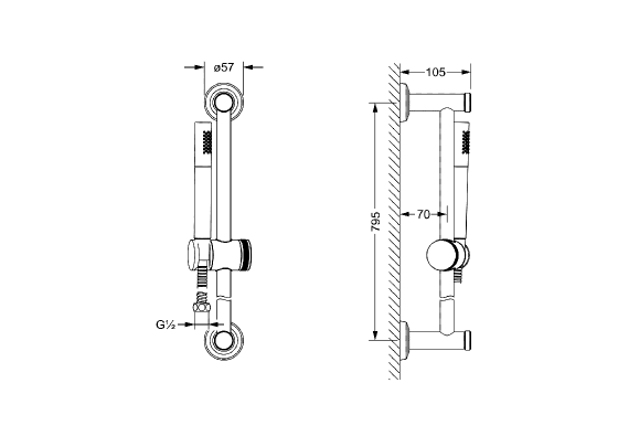 Душевой гарнитур со шлангом и штангой JOERGER Belledorновинка 638.13.305.000 - Вид №1