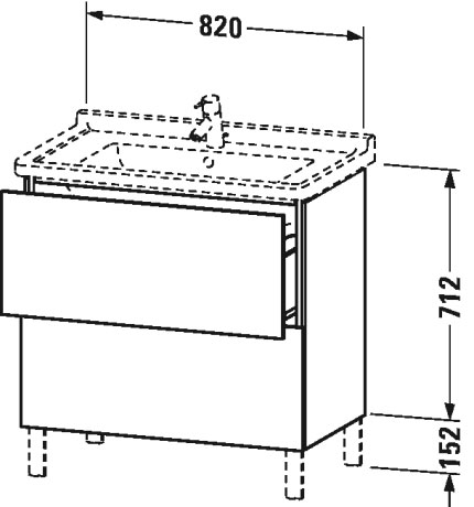 LC660904040 Тумбочка напольная L-Cube #LC6609 820 x 469 мм Черный глянцевый лак Duravit - Вид №1