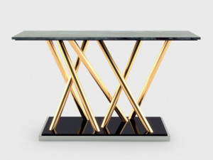 Прямоугольная консоль из латуни и мрамора