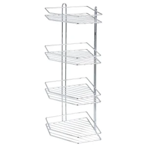 Полка для ванной комнаты Аквалиния четырёхъярусная угловая металл