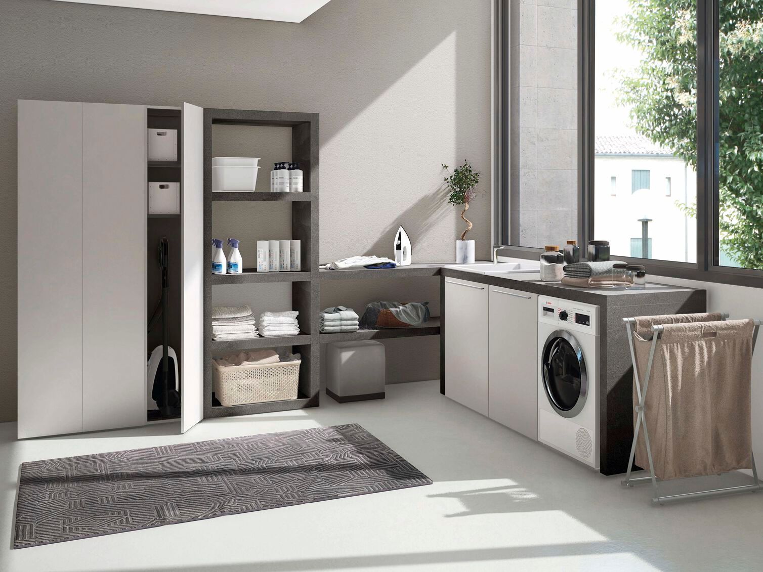 Шкаф для белья с бельевой стойкой Gruppo Geromin магазин ARCH-00053339