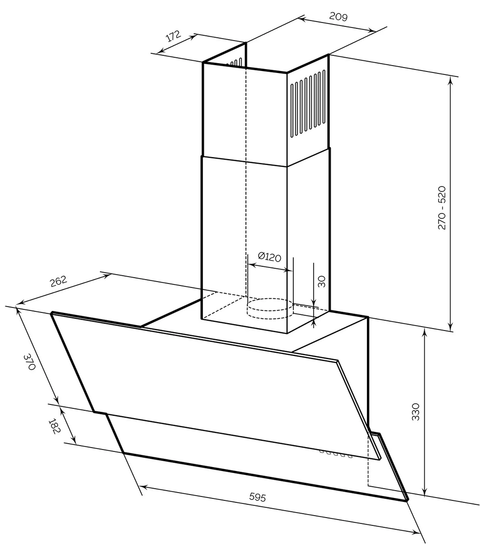 9055794 Вытяжка наклонная LEX Mera 600 белый/белый STDN-0014616 - Вид №3