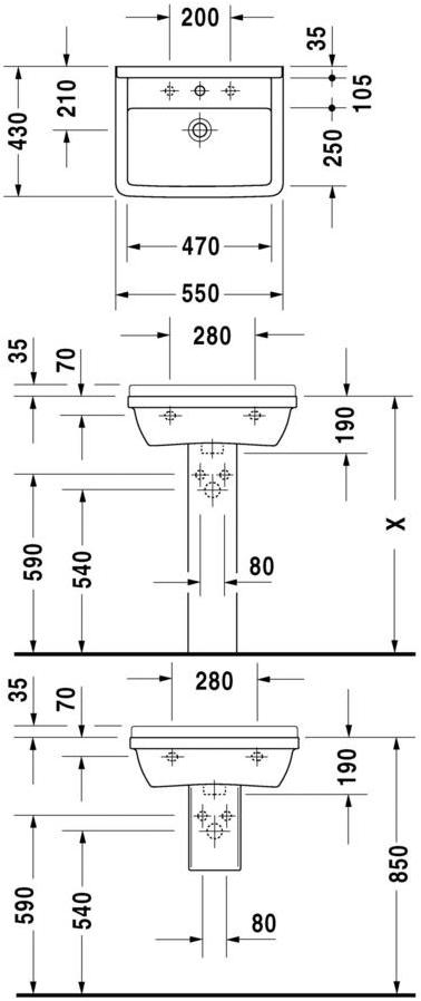030055 Подвесная раковина настенная овальная Duravit Starck 3 белая - Вид №1
