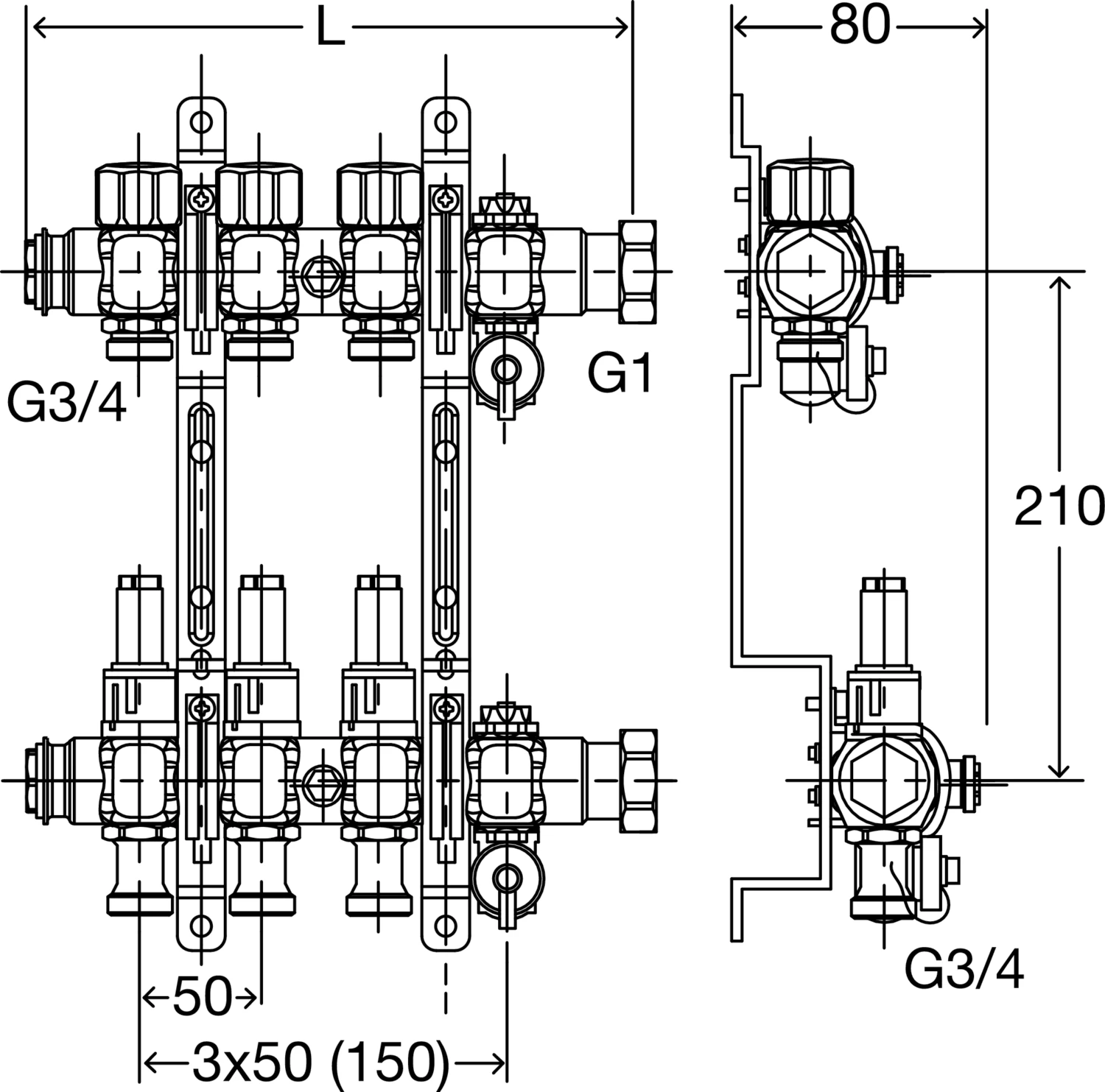 696 023 1) Модель 1005 Трубопроводные системы  Fonterra панельное отопление  Коллекторы  Нержавеющая сталь Santreyd  - Вид №2