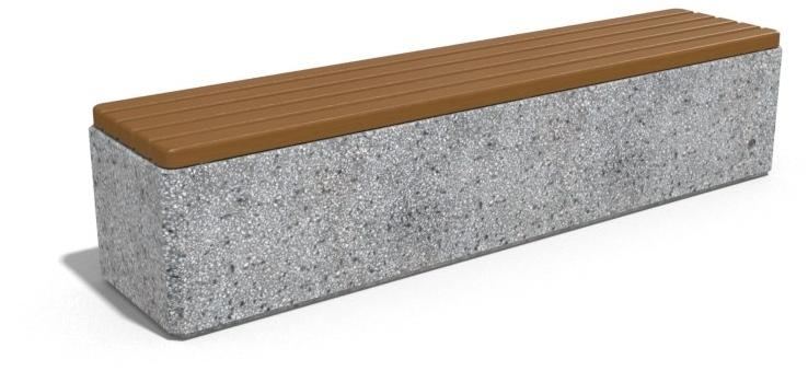 ENCHO ENCHEV - ETE Скамейка из бетона и дерева без спинки  183  - Вид №1