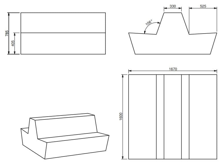 Двусторонний контрактный диван из пены QM Quinze & Milan Первичная ARCH-00112561 - Вид №4