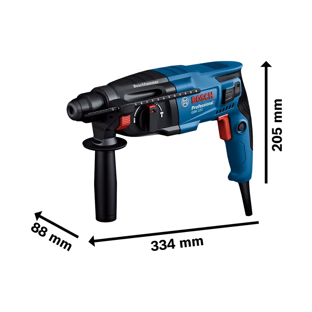 Перфоратор SDS-plus Bosch GBH 220 Professional 720 Вт, 06112A6020, 2 Дж BOSCH PROFESSIONAL STLM-2061570 - Вид №4