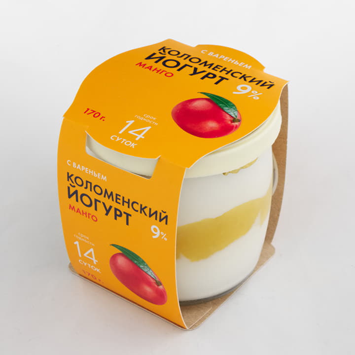 Йогурт из сливок Коломенский Манго 9% Коломенское молоко 170 г БЗМЖ Santreyd 13907