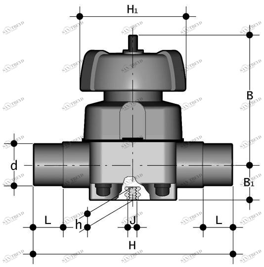 SANIT 135885000110 Мембранный клапан, ПВДФ, сварка сокет сварка 