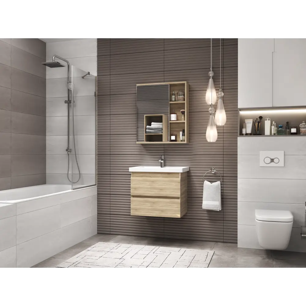 Тумба под раковину подвесная Vigo Matteo 70 см цвет дуб сонома STLM-2106093 - Вид №8