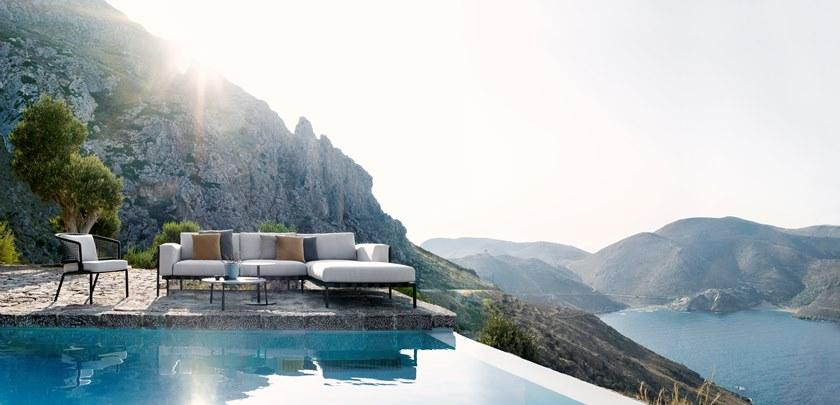 TRIBÙ Угловой диван из ткани с шезлонгом Natal alu sofa sun-id-1400871 - Вид №6