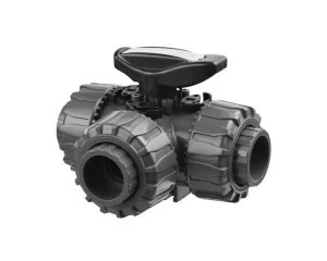 SANIT 121454030040 3-ходовой шаровой кран d 20-63, ТКД DualBlock®, PVC-U, Т-порт, PE100-LS-х частей