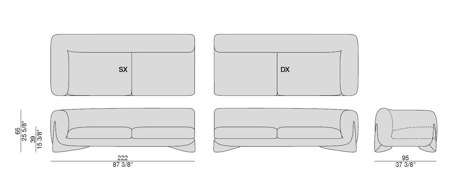 3-местный тканевый диван с полуостровом Porada Soul ARCH-00053880 - Вид №3