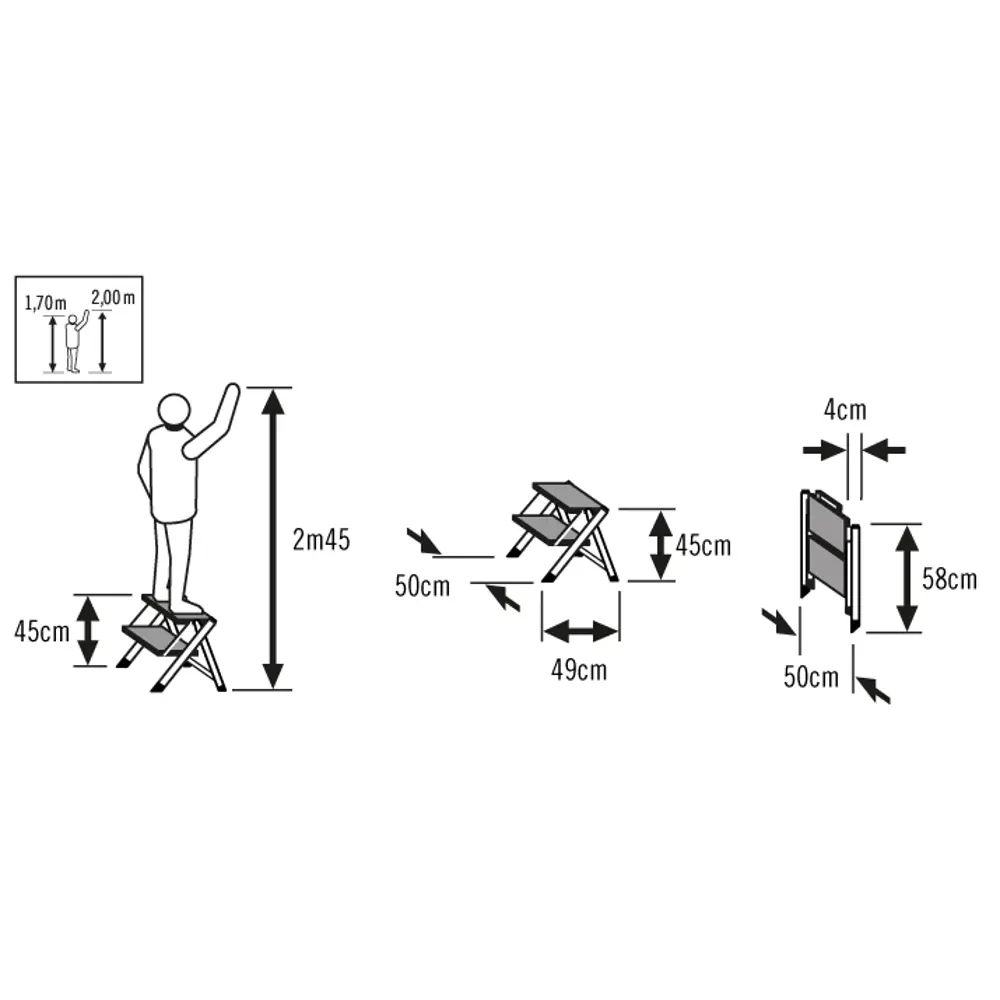 Стремянка-табурет складная Hailo Mini 2 ступени, максимальная нагрузка 150 кг STLM-2139709 - Вид №6