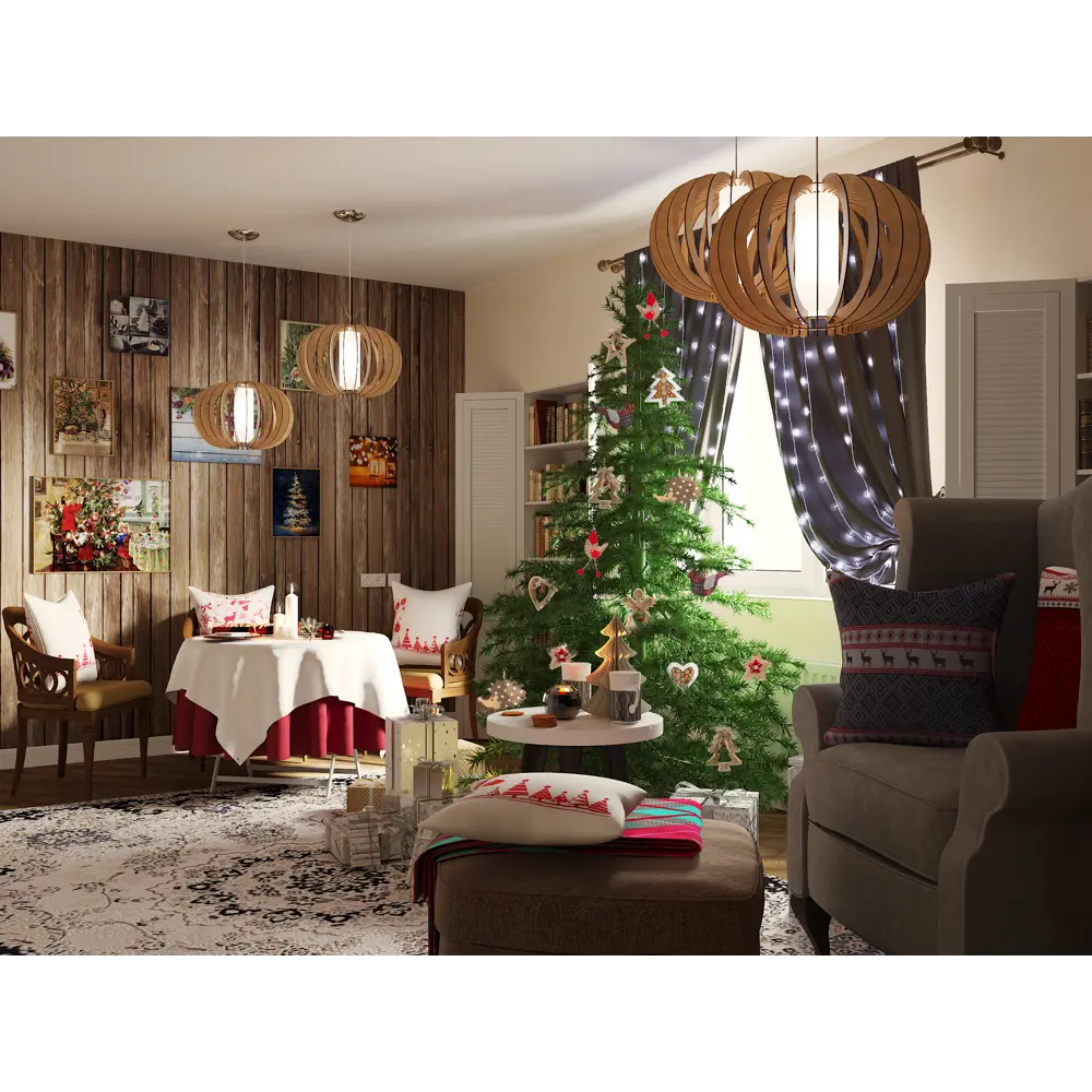 Подушка «Ёлки с шарами», 40х40, цвет красный Santreyd STLM-2159262 - Вид №5