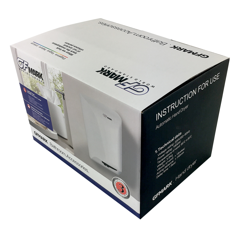 GFmark - Сушилка для рук, цвет белый, уменьшенная, 850W, код: 6905  - Вид №5