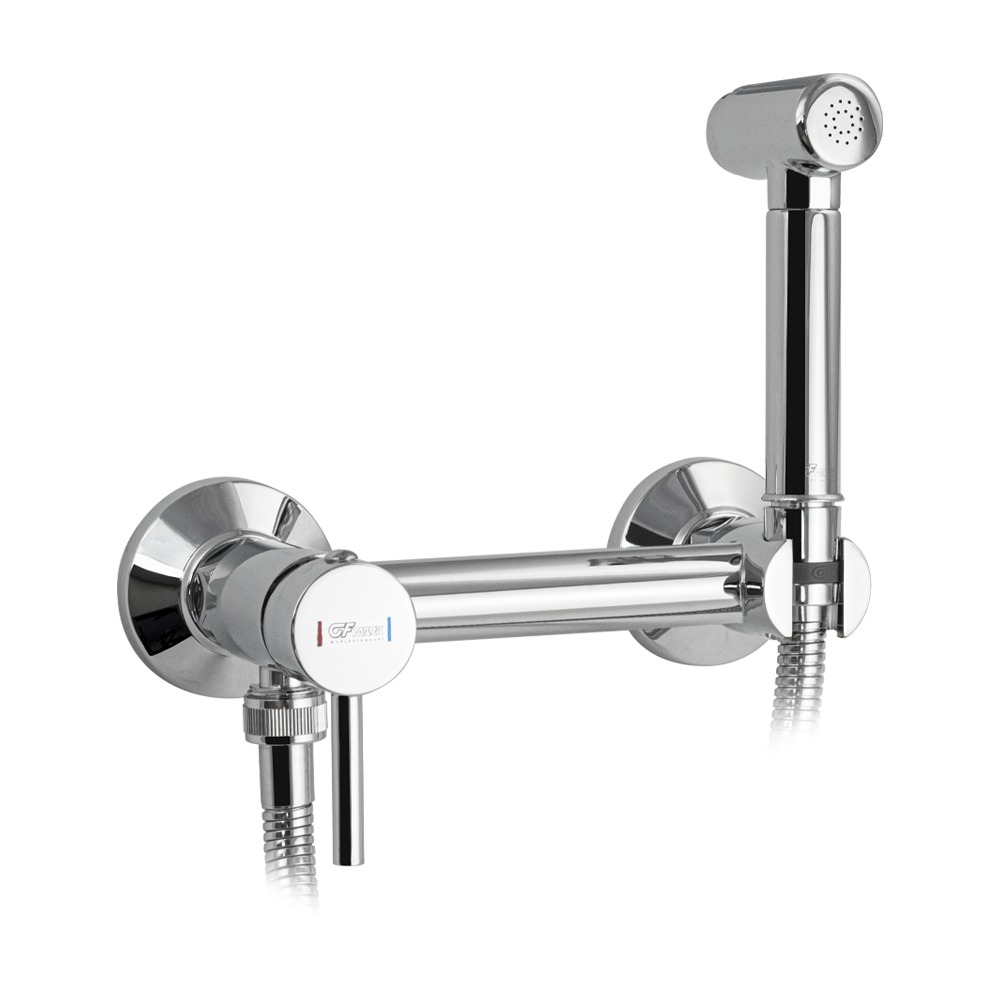 GFmark - Набор биде гигиенический, смеситель для ГОРЯЧЕЙ и ХОЛОДНОЙ воды + лейка + шланг, код: 2066 