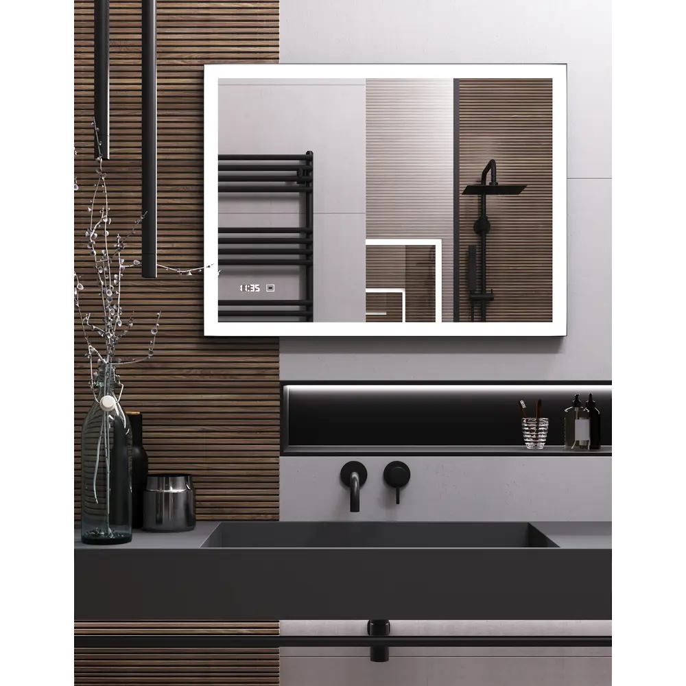 Зеркало для ванной Omega Glass Нант SD73 с подсветкой 80x60 см прямоугольное STLM-2053189 - Вид №6