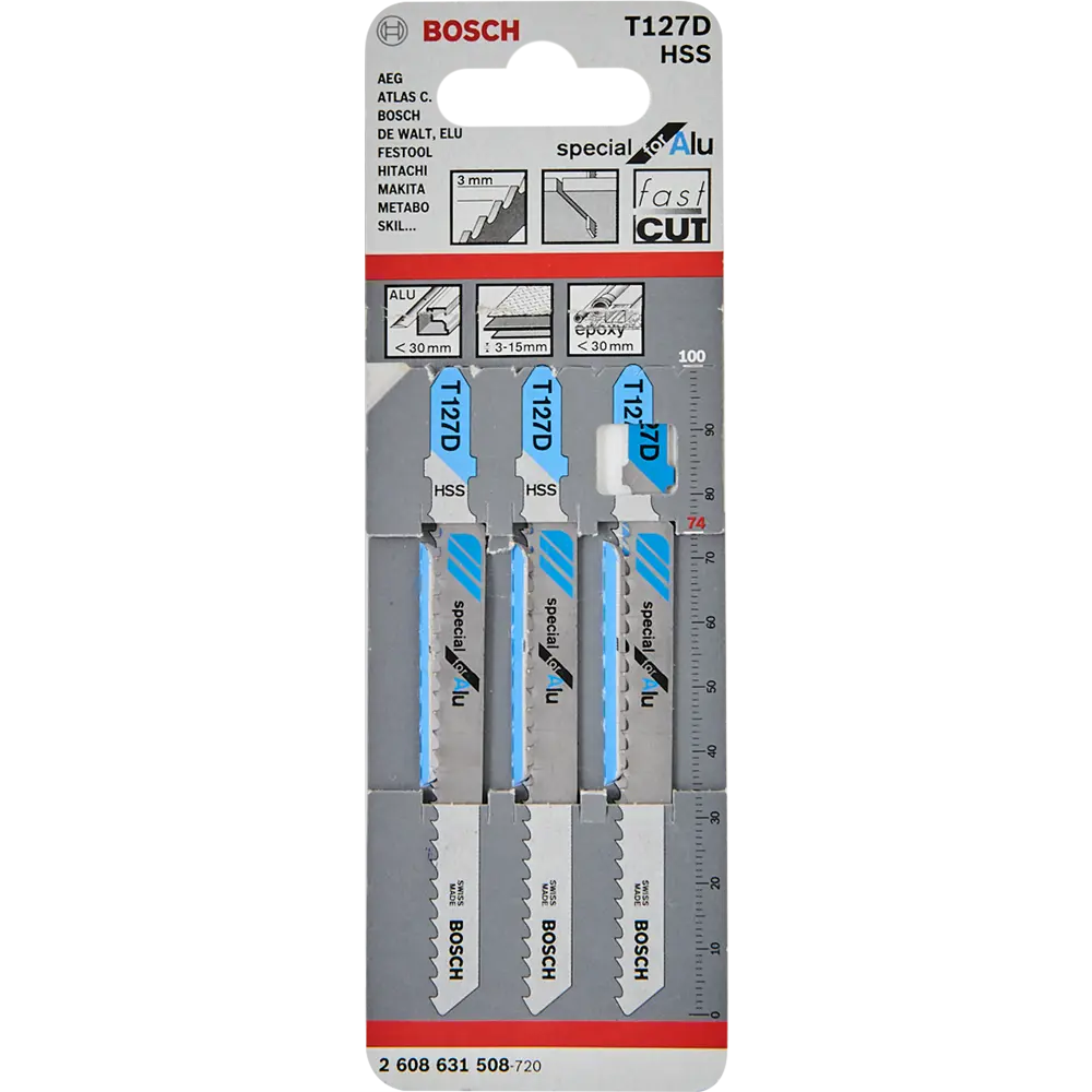 Пилка для электролобзика по металлу Bosch T127D чистый рез, 3 шт BOSCH PROFESSIONAL STLM-2101810 - Вид №3