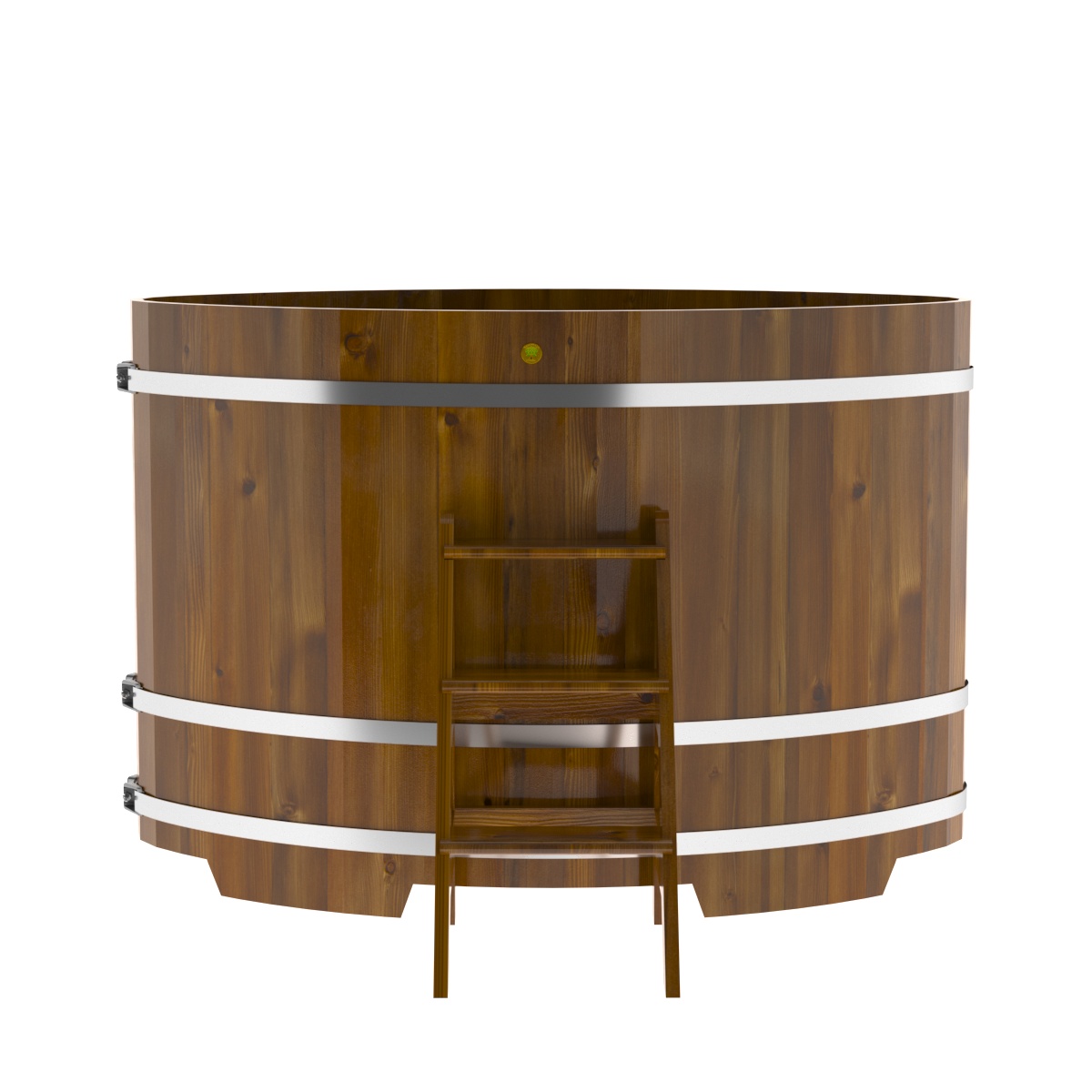 2291 Купель овальная из лиственницы Рустик 1,08х1,75х1,2 морёная Alyarus  - Вид №4