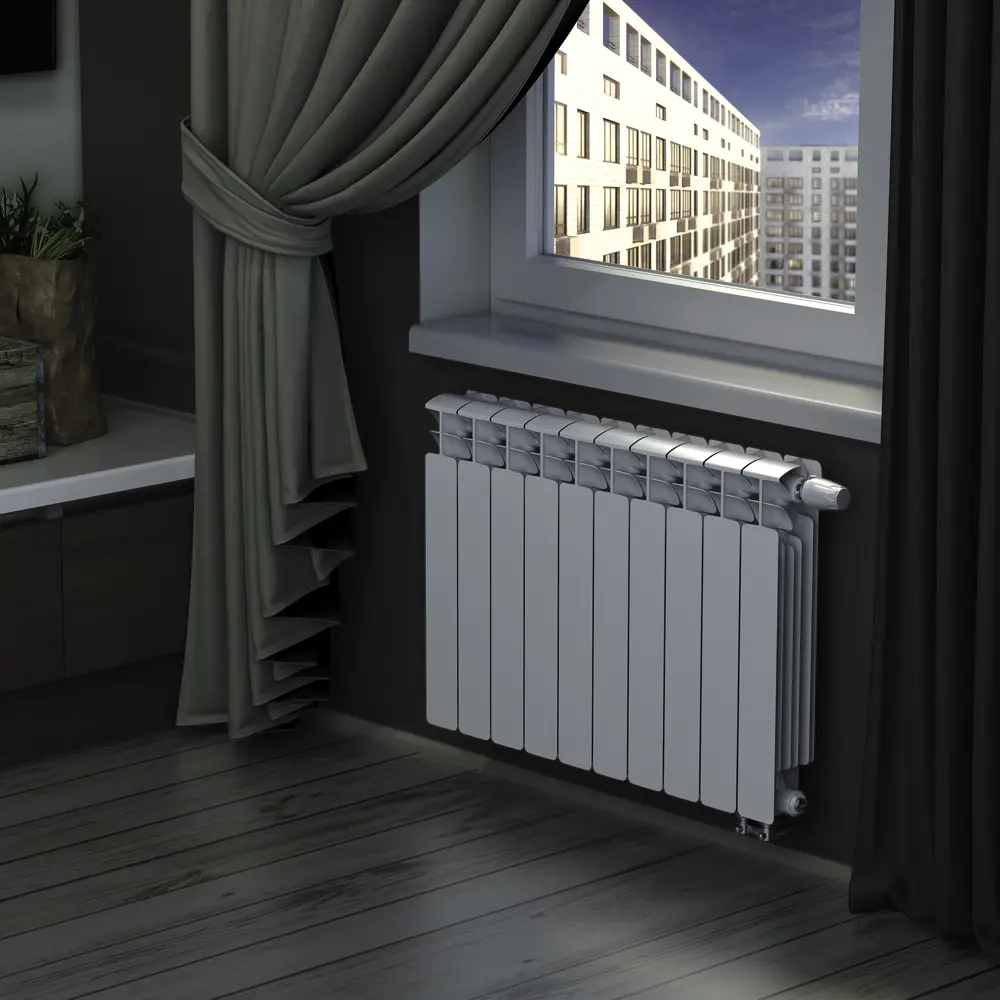 Радиатор секционный Rifar Base 500/100 биметалл 12 секций нижнее правое подключение цвет белый 16288660 STLM-2114061 В500 - Вид №8