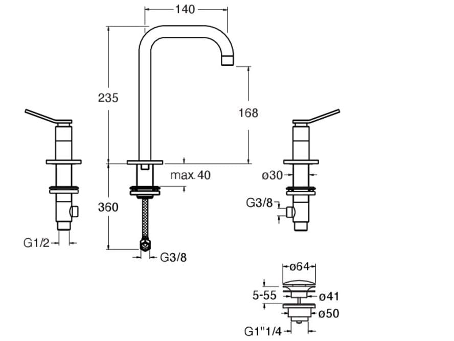 Смеситель для раковины с высокой столешницей CRISTINA Rubinetterie East Side ARCH-00106937 - Вид №2