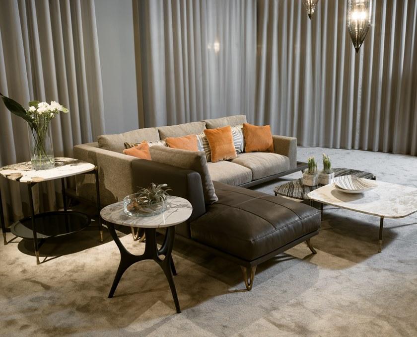 Bellotti Ezio 3-х местный угловой диван из ткани и кожи Gea 2019-01 - Вид №1