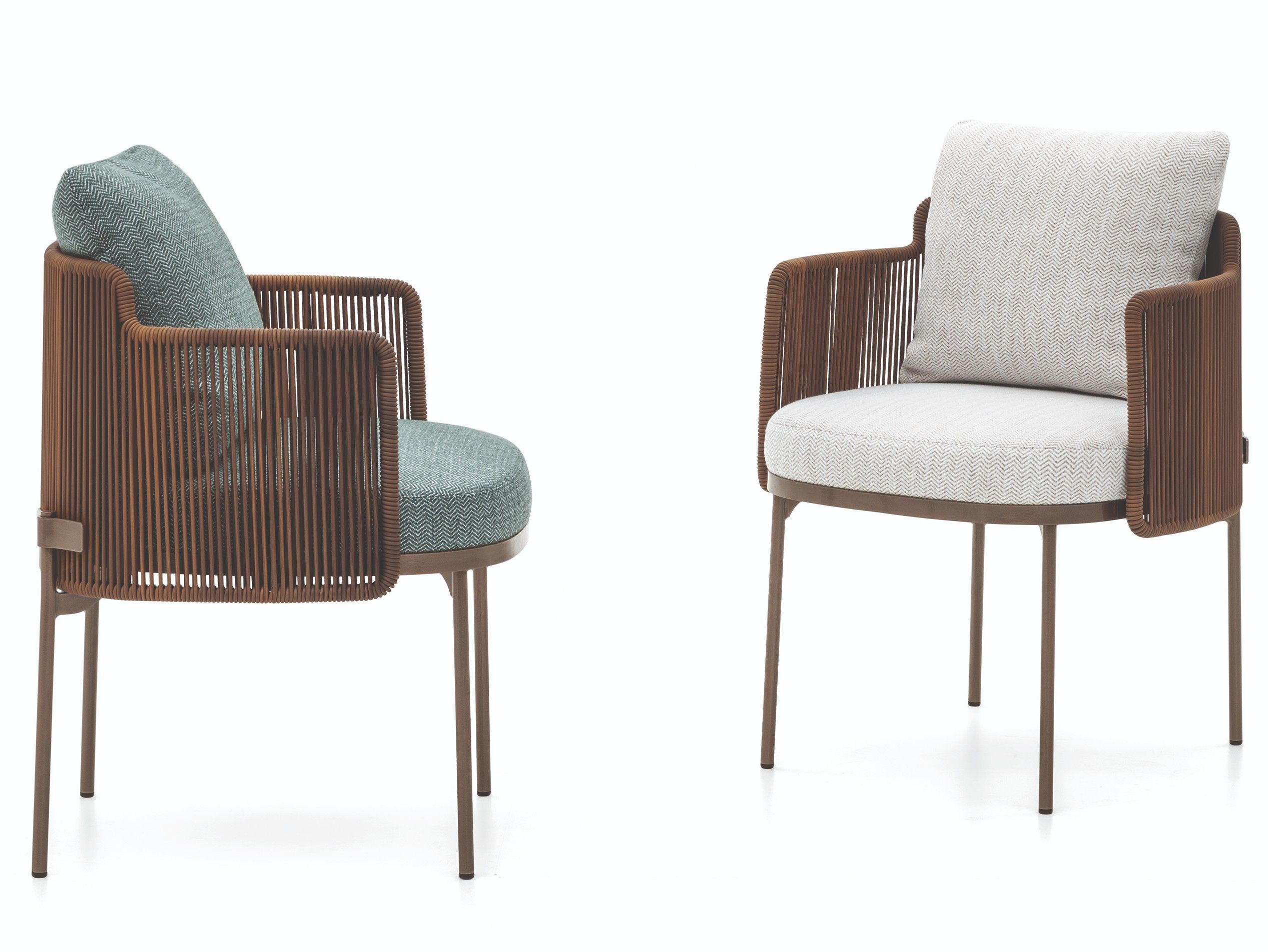 Ткань мягкий открытый стул с подлокотниками Minotti Tape Cord Outdoor ARCH-00022787