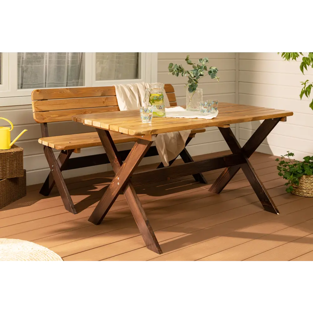 Стол садовый Эстер 148x77x75 см дерево коричневый Santreyd STLM-2206416 - Вид №3