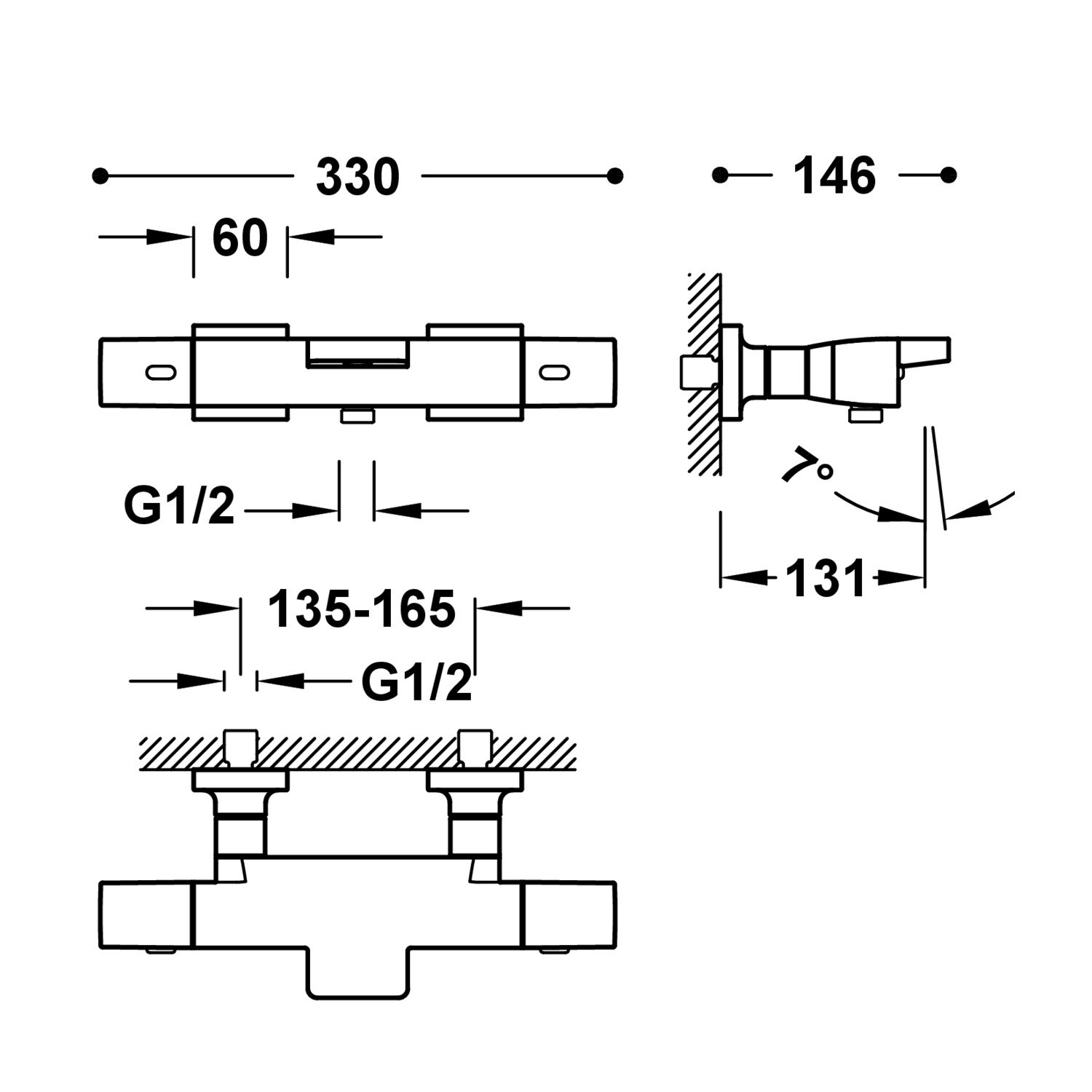 Настенный термостатический смеситель для ванны и душа-19017469 TRES Thermostatic - Вид №1