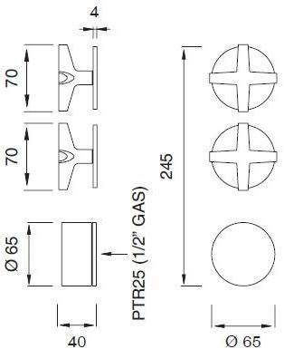 Ceadesign Термостатический смеситель и 2 крана открыть / закрыть Cross Crx 53 - Вид №1
