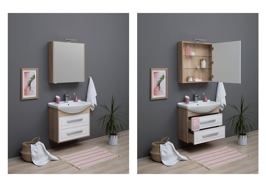 Тумба с раковиной Aquanet Остин 75 дуб сонома/белый 0020090900175447 - Вид №4