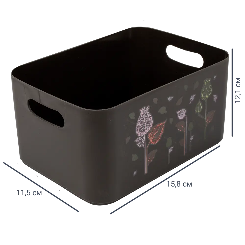 Корзина Flowers Pattern 15.79x12.12x11.5 см пластик цвет базальт BEROSSI STLM-2071600