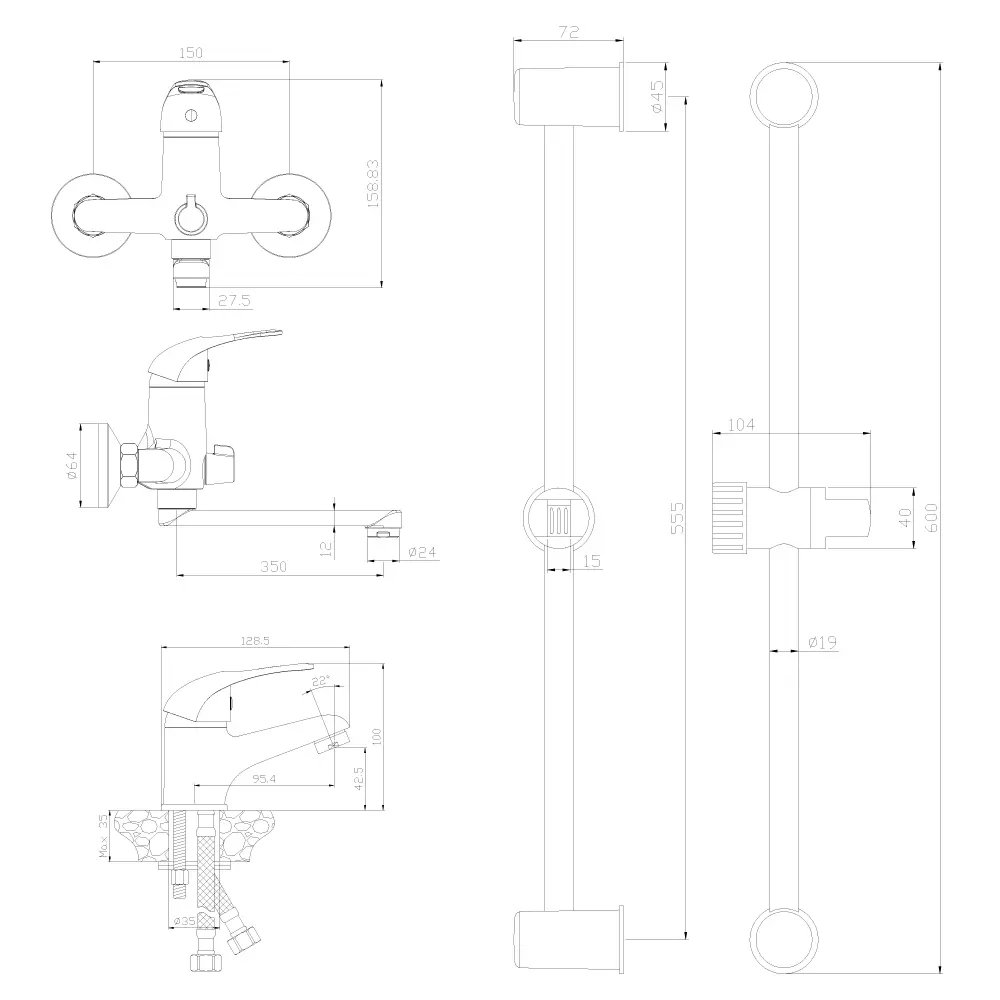 Набор смесителей 3 в 1 SET35-81 Santreyd Rossinka Silvermix STLM-2064921 - Вид №14