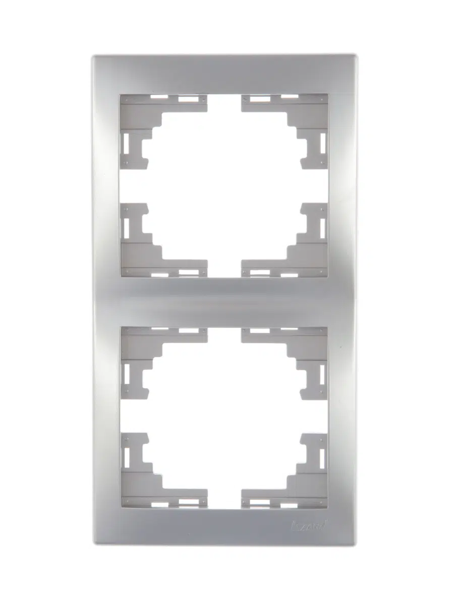 MIRA Рамка 2-ая вертикальная серебро LEZARD 701-1010-152