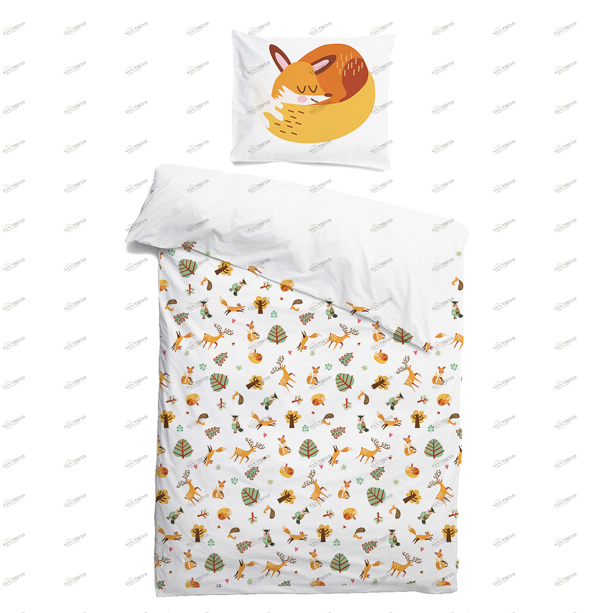 Комплект детского постельного белья "Лесные животные" VAMVIGVAM  282086 Белый;оранжевый Santreyd 