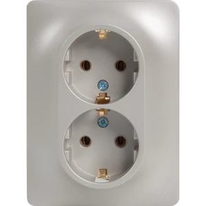 Розетка двойная встраиваемая Schneider Electric Glossa с заземлением цвет платина 84693604 STLM-2005119